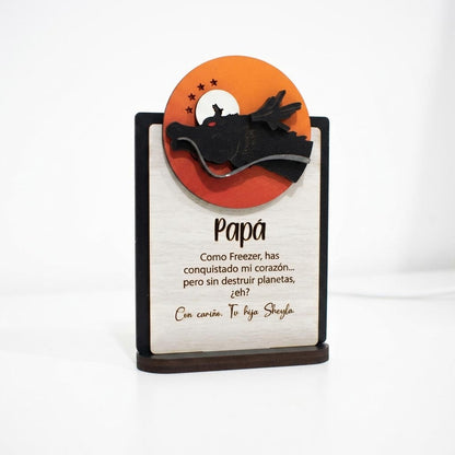 Tarjeta MDF Dragon Ball mensaje personalizado