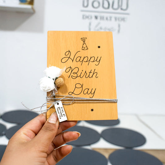 Tarjeta MDF grabado con láser Happy Birthday 9x12cm