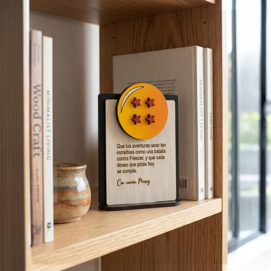 Tarjeta de Regalo Madera con soporte Dragon Ball | Esfera 3D