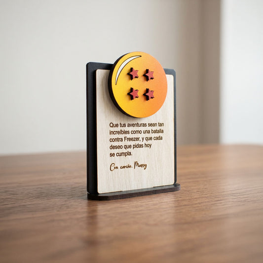 Tarjeta de Regalo Madera con soporte Dragon Ball | Esfera 3D