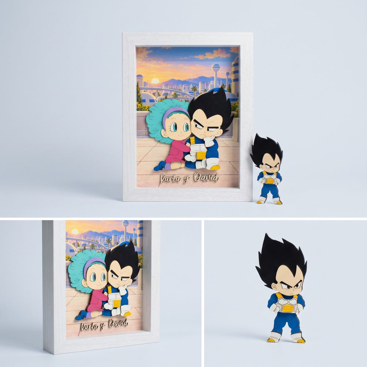 Cuadro 3D Personalizado Amor Galáctico | Pareja del Orgullo en Madera Relieve 15x20cm