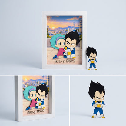 Cuadro 3D Personalizado Amor Galáctico | Pareja del Orgullo en Madera Relieve 15x20cm