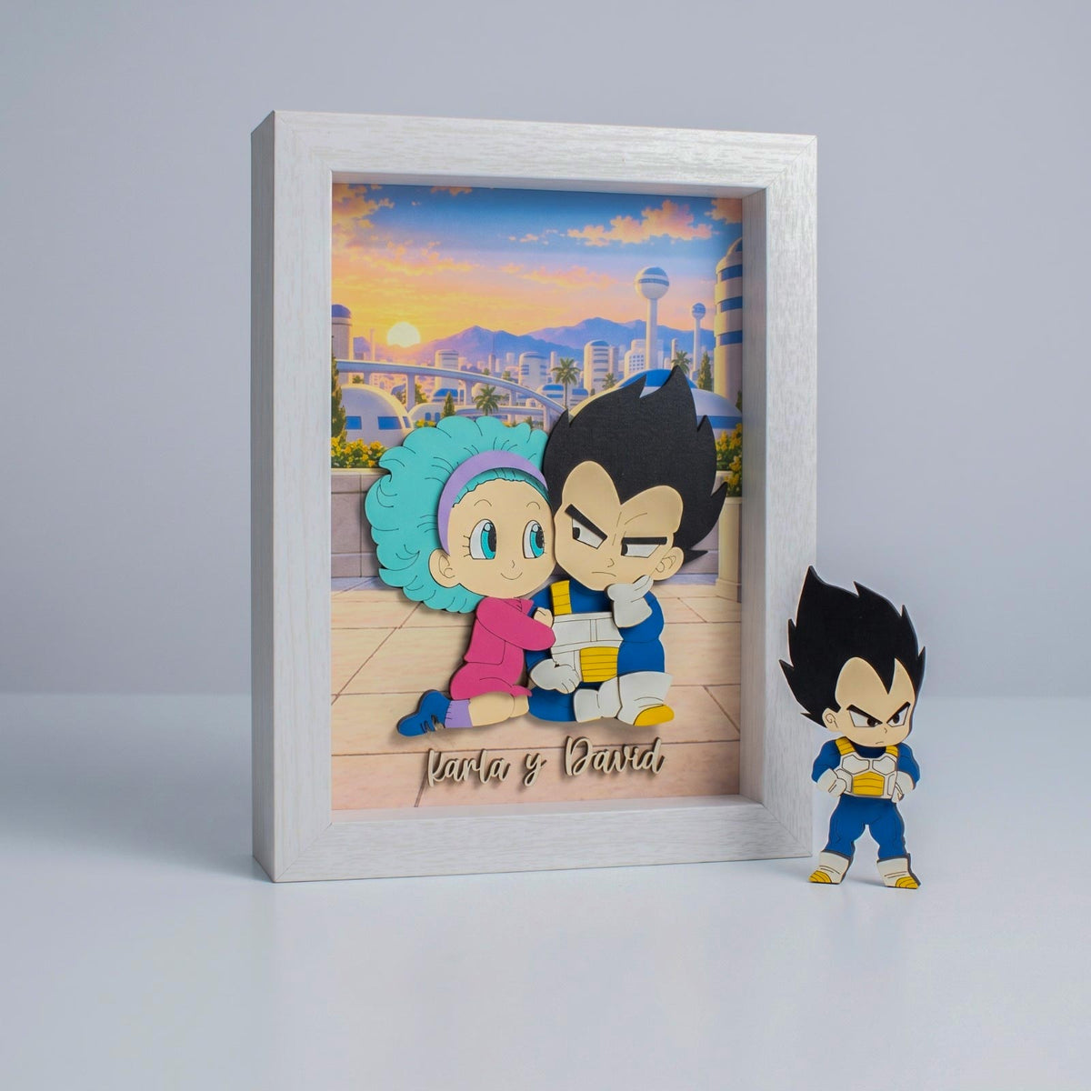 Cuadro 3D Personalizado Amor Galáctico | Pareja del Orgullo en Madera Relieve 15x20cm
