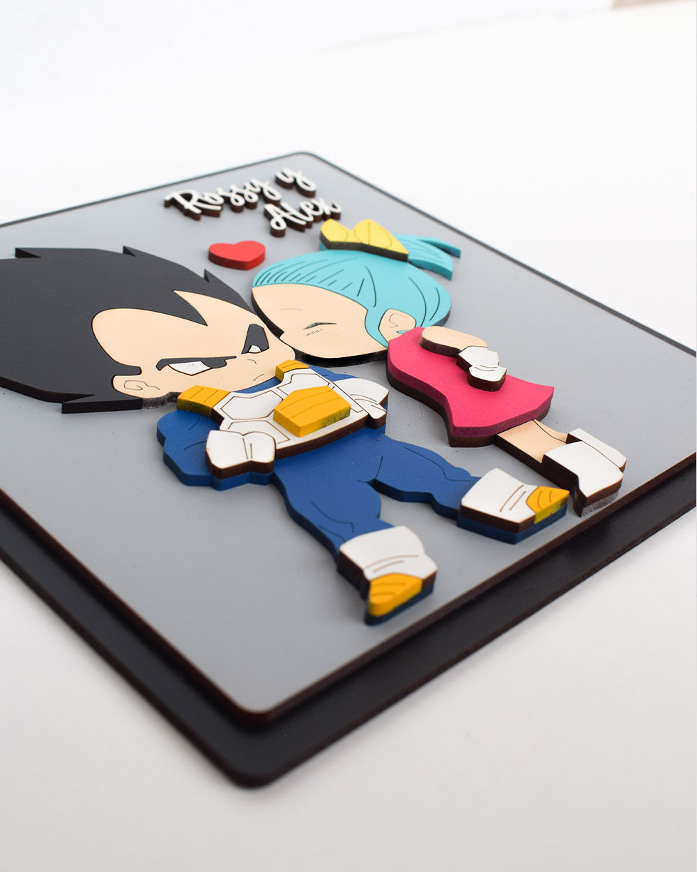 Cuadro personalizado Vegeta y Bulma estilo chibi para regalo romántico