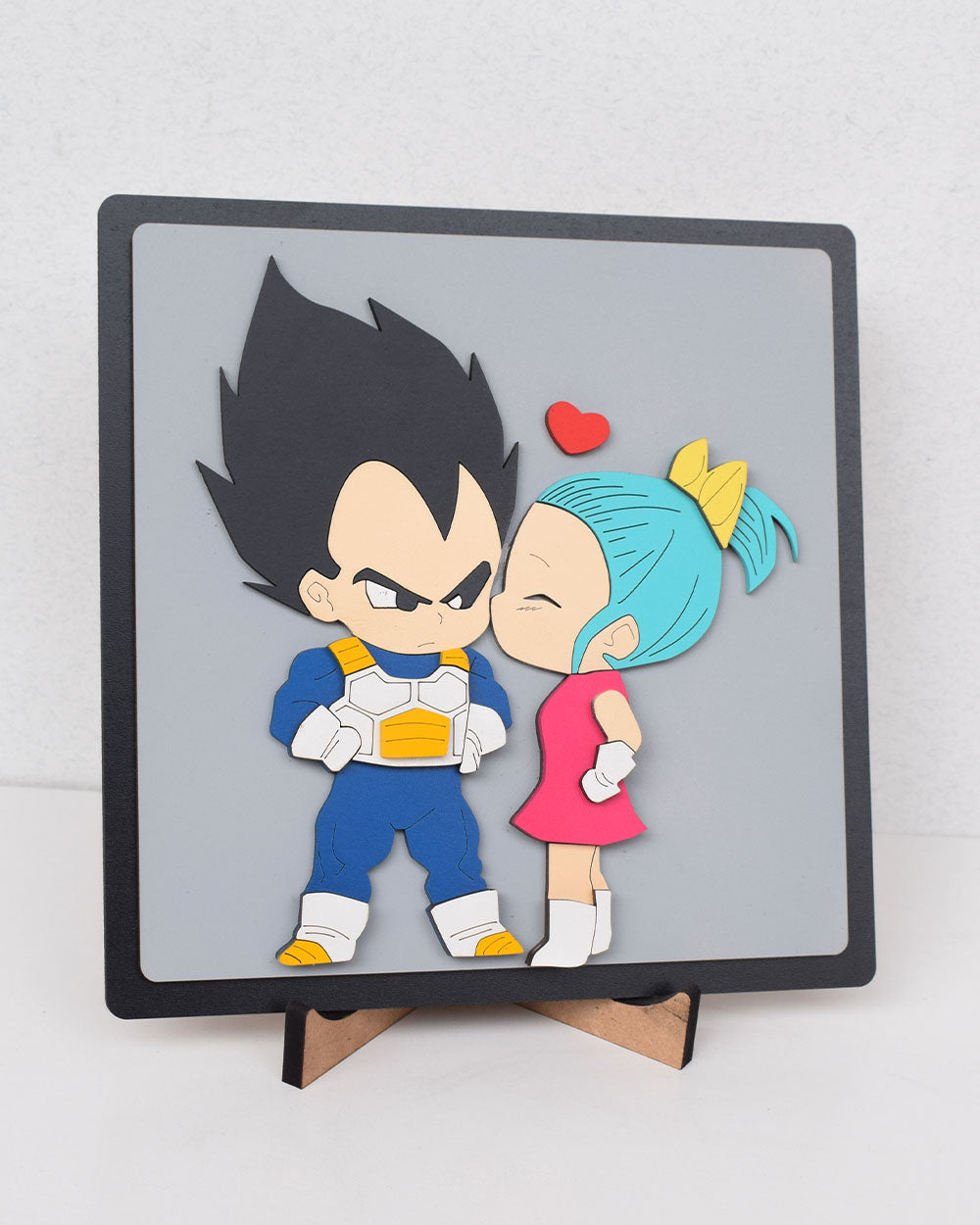 Cuadro personalizado Vegeta y Bulma estilo chibi para regalo romántico